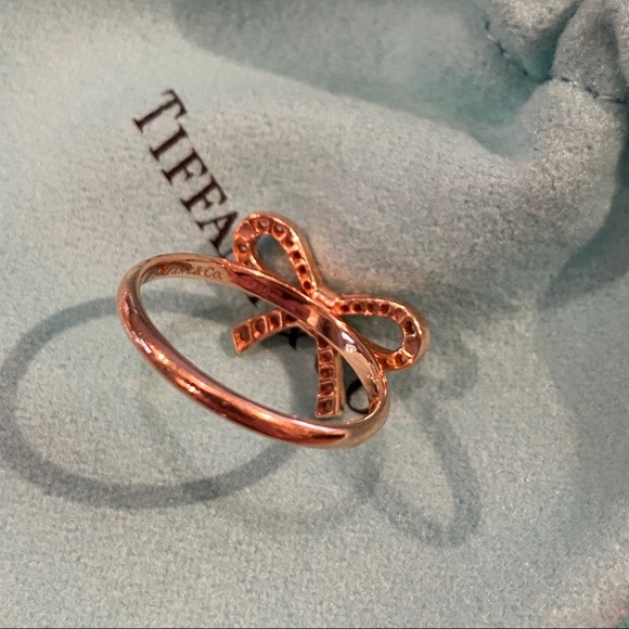 Tiffany’s Rose Gold Diamond Bow Ring - Size 6.5 - Picture 6 of 8